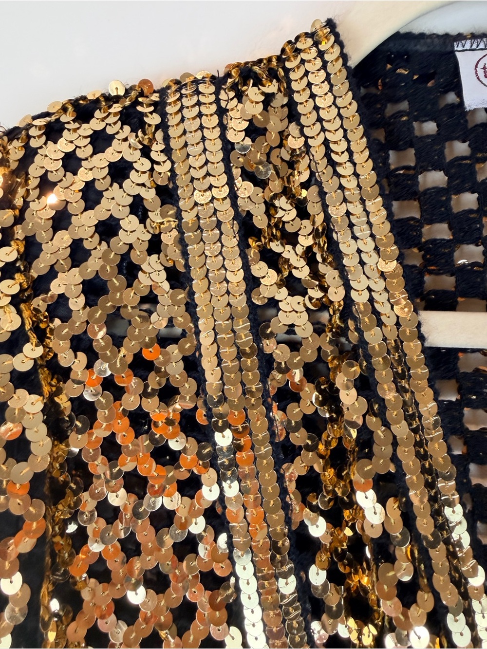 Vintage Three Flags Gold Sequin Open-Front Jacket Size Medium - Picture 4 of 7